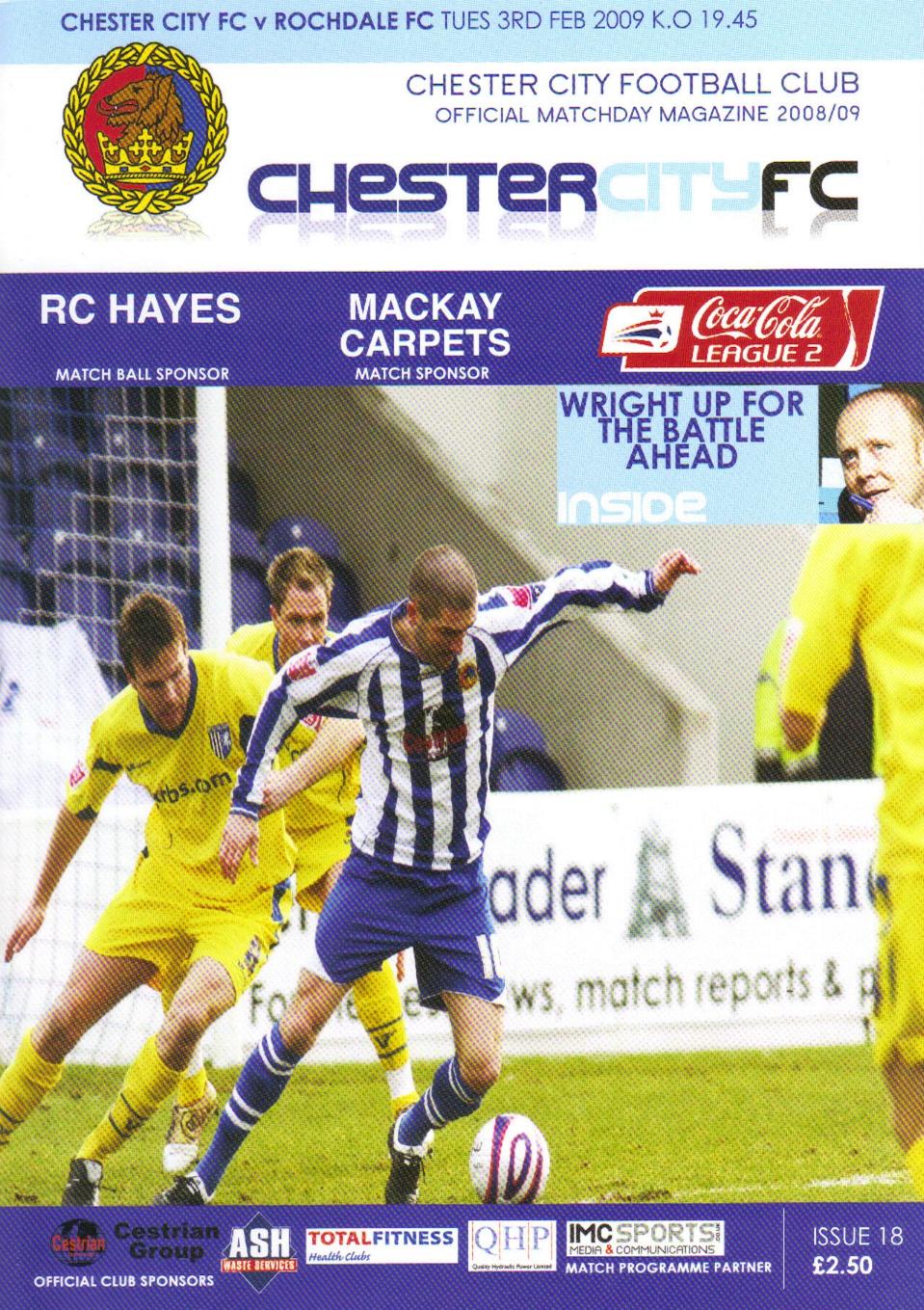 CHESTER CITY v ROCHDALE 2008/09 (FINAL SEASON IN LEAGUE)